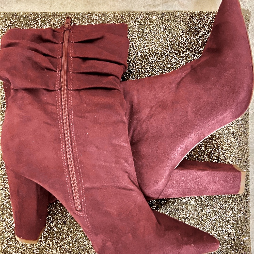 Wine color boots